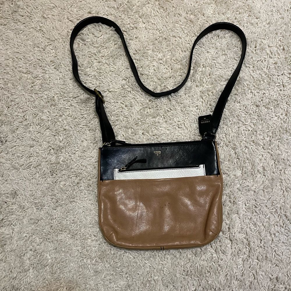 fossil colorblocked neutral crossbody bag